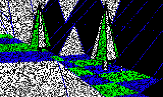 Dithering on the game over screen in the BBC Micro version of The Sentinel
