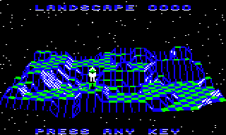 The landscape preview screen for for landscape 0000 in the BBC Micro version of The Sentinel