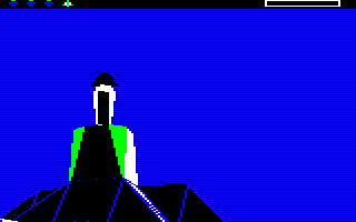 The Sentinel looking over the landscape in the BBC Micro version of The Sentinel