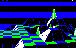 A view over landscape 0000 from the Sentinel's tower in the Sentinel on the BBC Micro