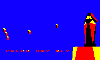 Block type 7 (right) in the text on the main title screen in the BBC Micro version of The Sentinel