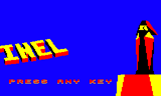 The main title screen with no title offset in the BBC Micro version of The Sentinel